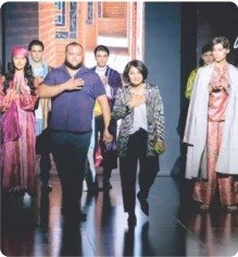 On the catwalk.